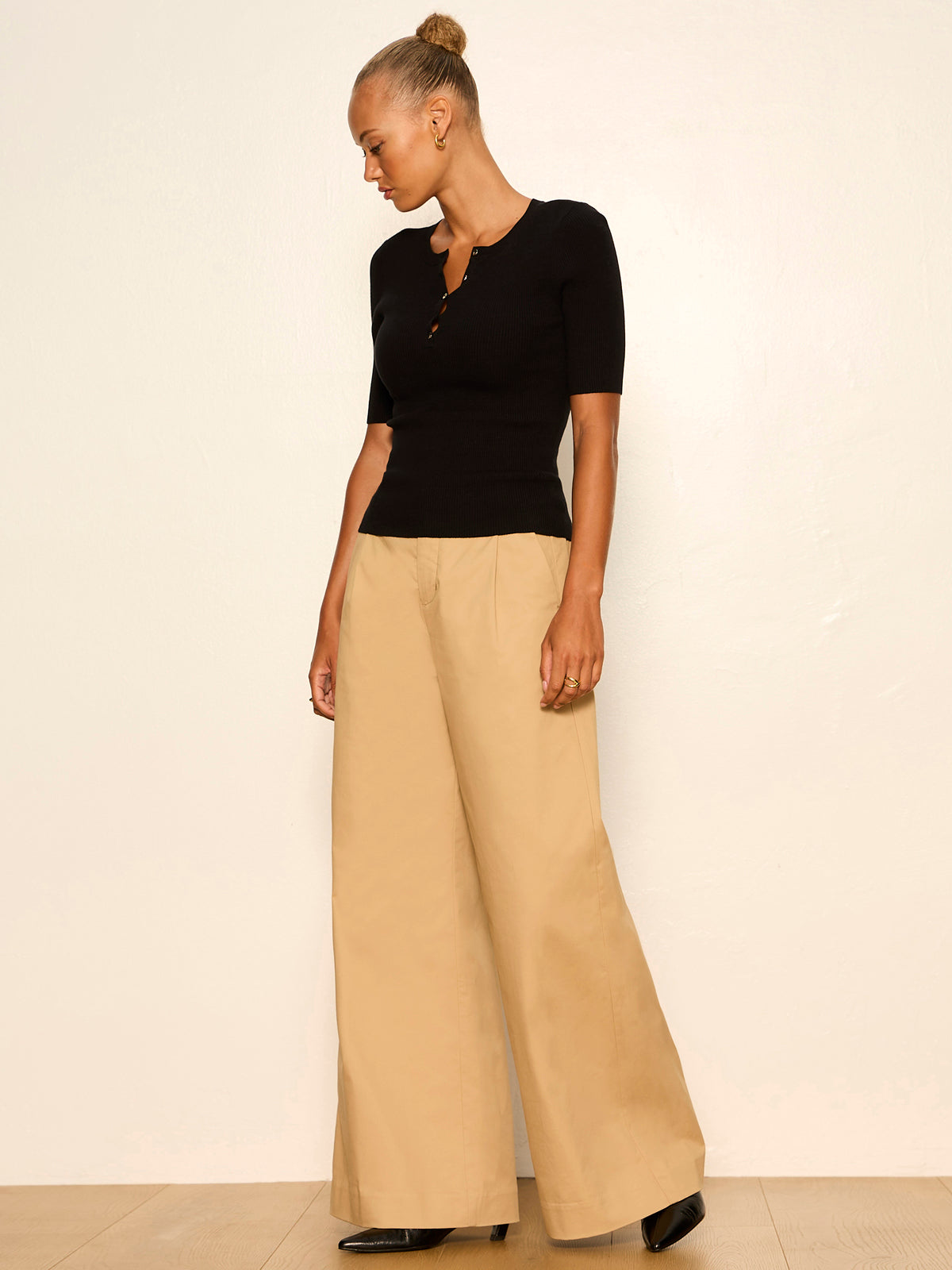 REESE WIDE LEG TROUSER KHAKI - Sanctuary Clothing