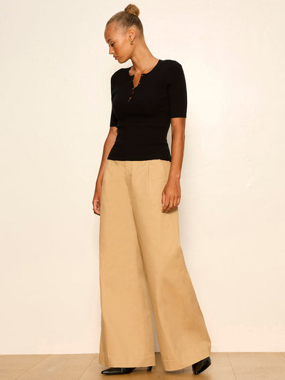 REESE WIDE LEG TROUSER KHAKI - Sanctuary Clothing