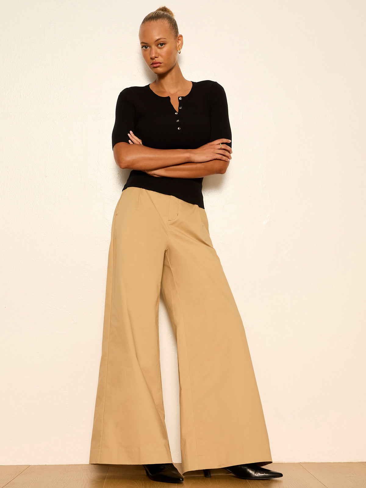 REESE WIDE LEG TROUSER KHAKI - Sanctuary Clothing