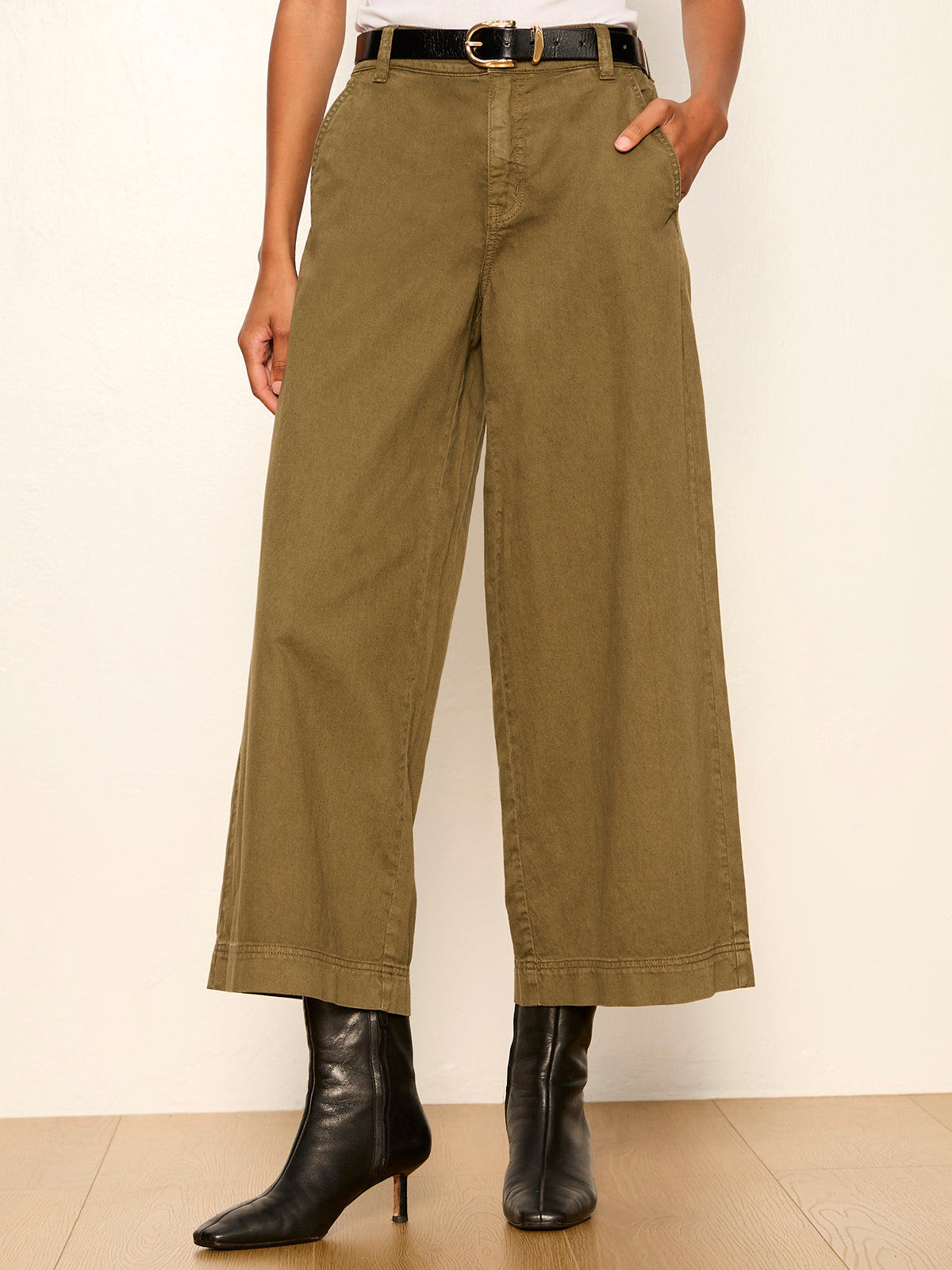 ELOISE ULTRA WIDE LEG CROP BURNT OLIVE - Sanctuary Clothing