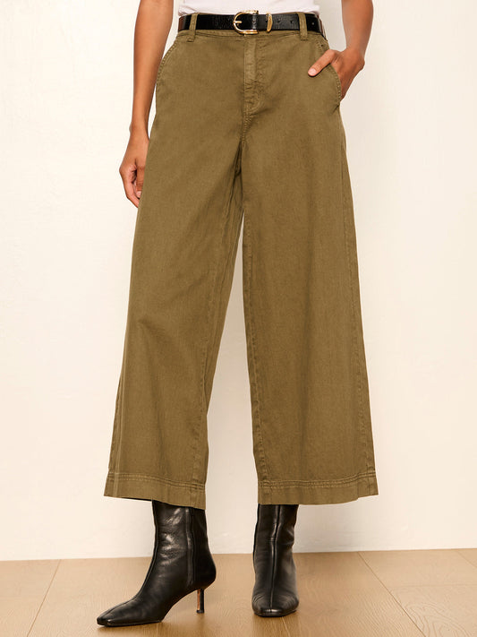 ELOISE ULTRA WIDE LEG CROP BURNT OLIVE - Sanctuary Clothing