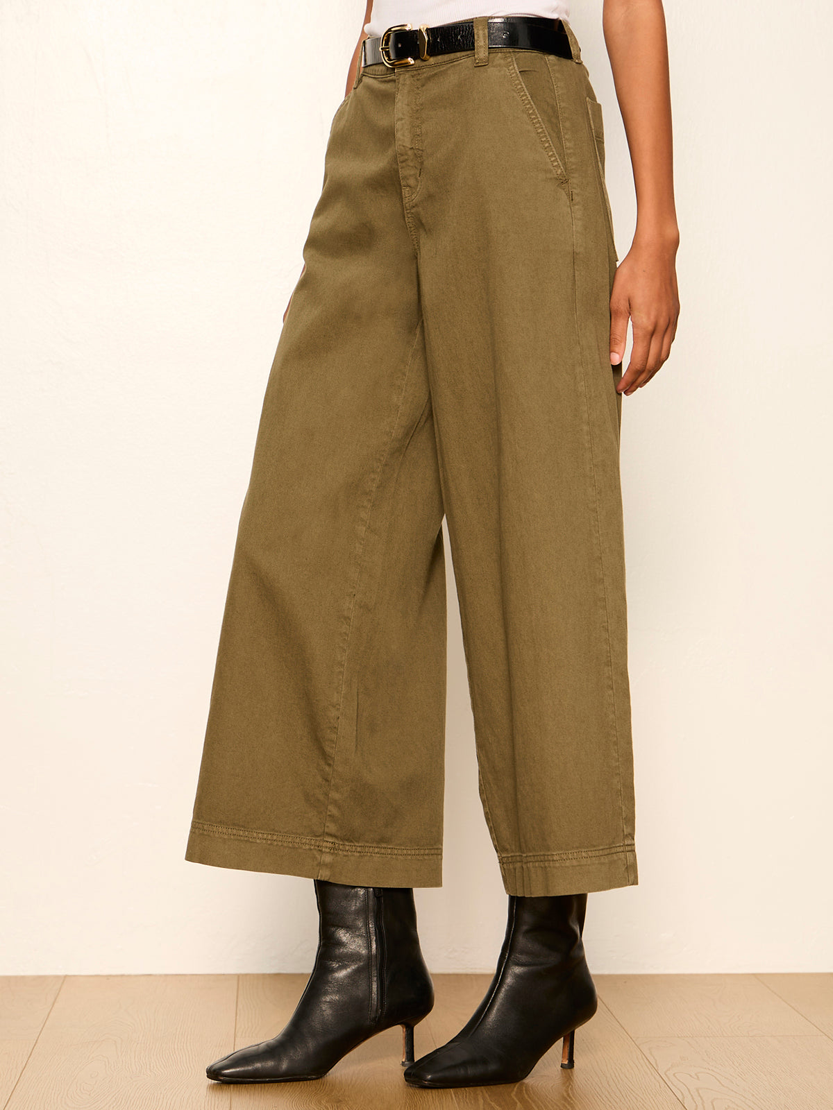 ELOISE ULTRA WIDE LEG CROP BURNT OLIVE - Sanctuary Clothing