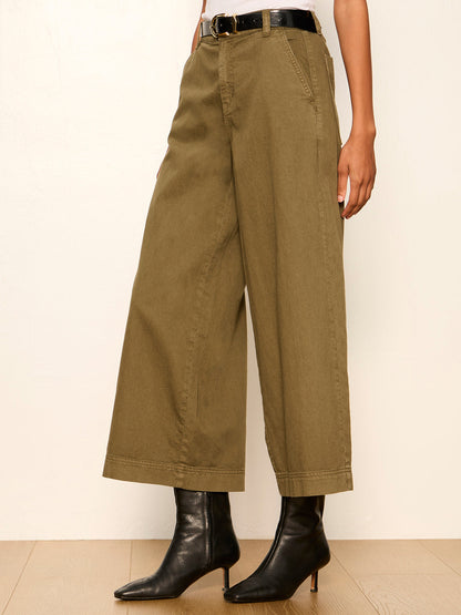 ELOISE ULTRA WIDE LEG CROP BURNT OLIVE - Sanctuary Clothing