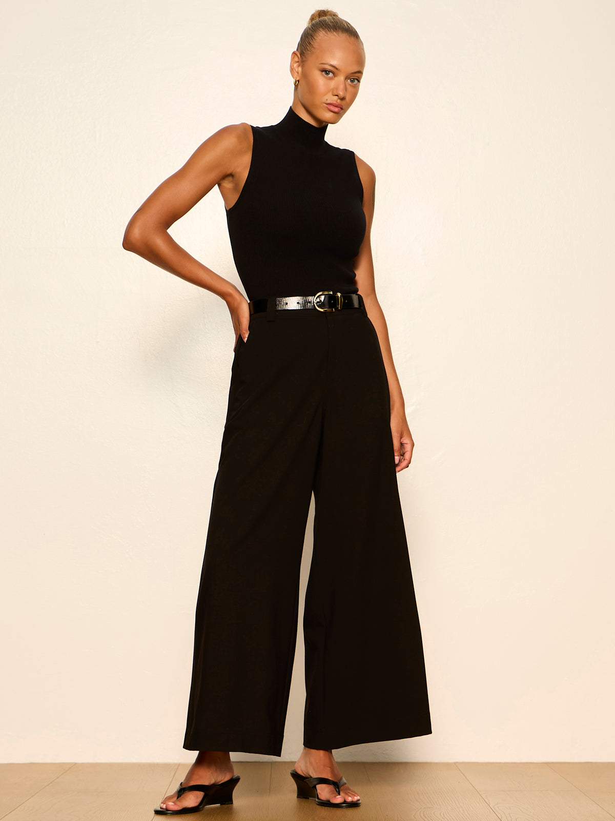 REESE WIDE LEG TROUSER BLACK - Sanctuary Clothing