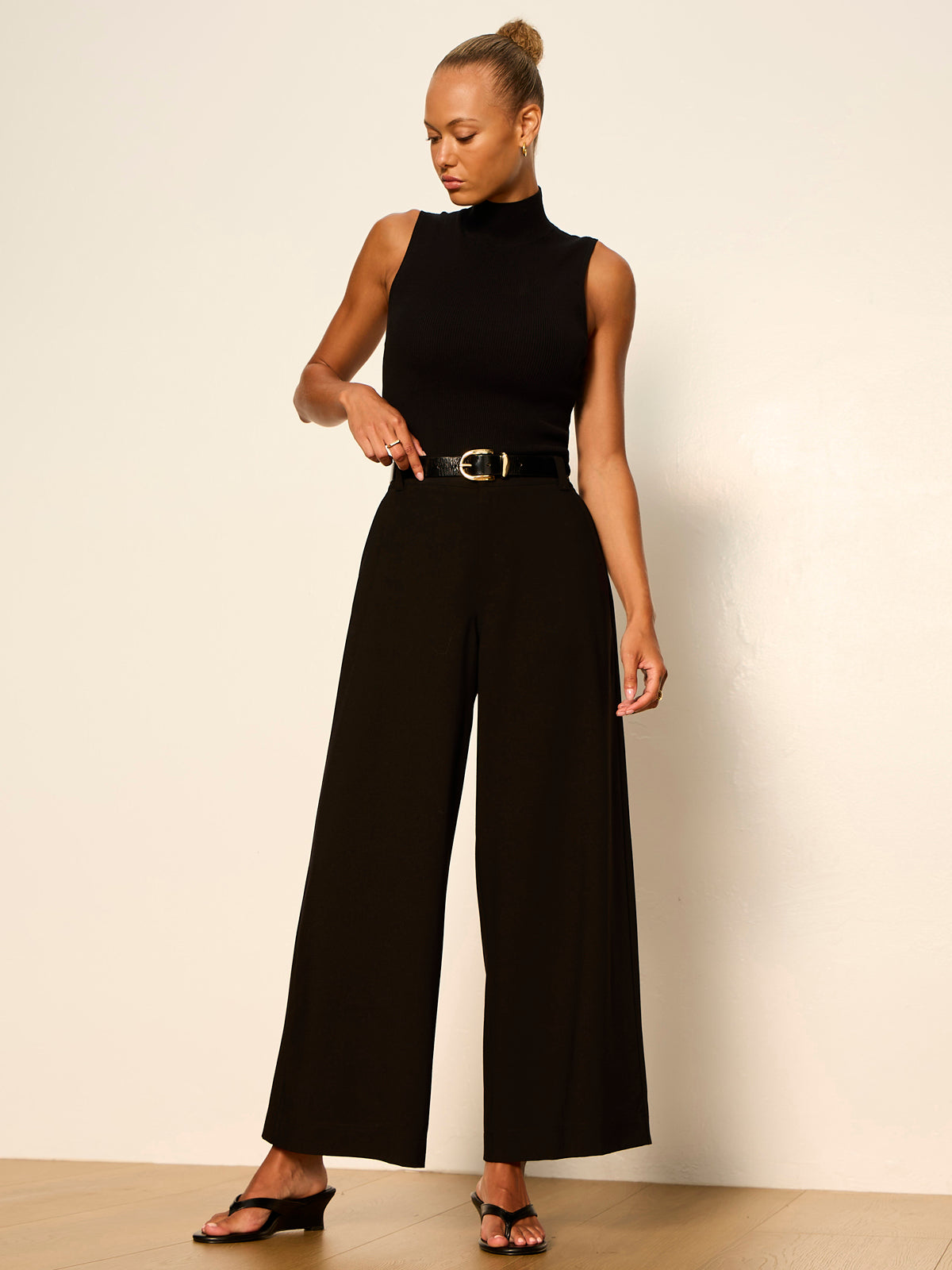 REESE WIDE LEG TROUSER BLACK - Sanctuary Clothing