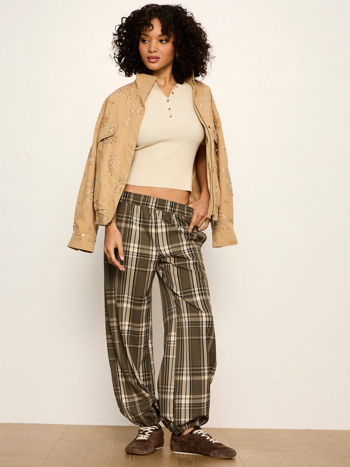 Micro Balloon Pant Linden Plaid - Sanctuary Clothing