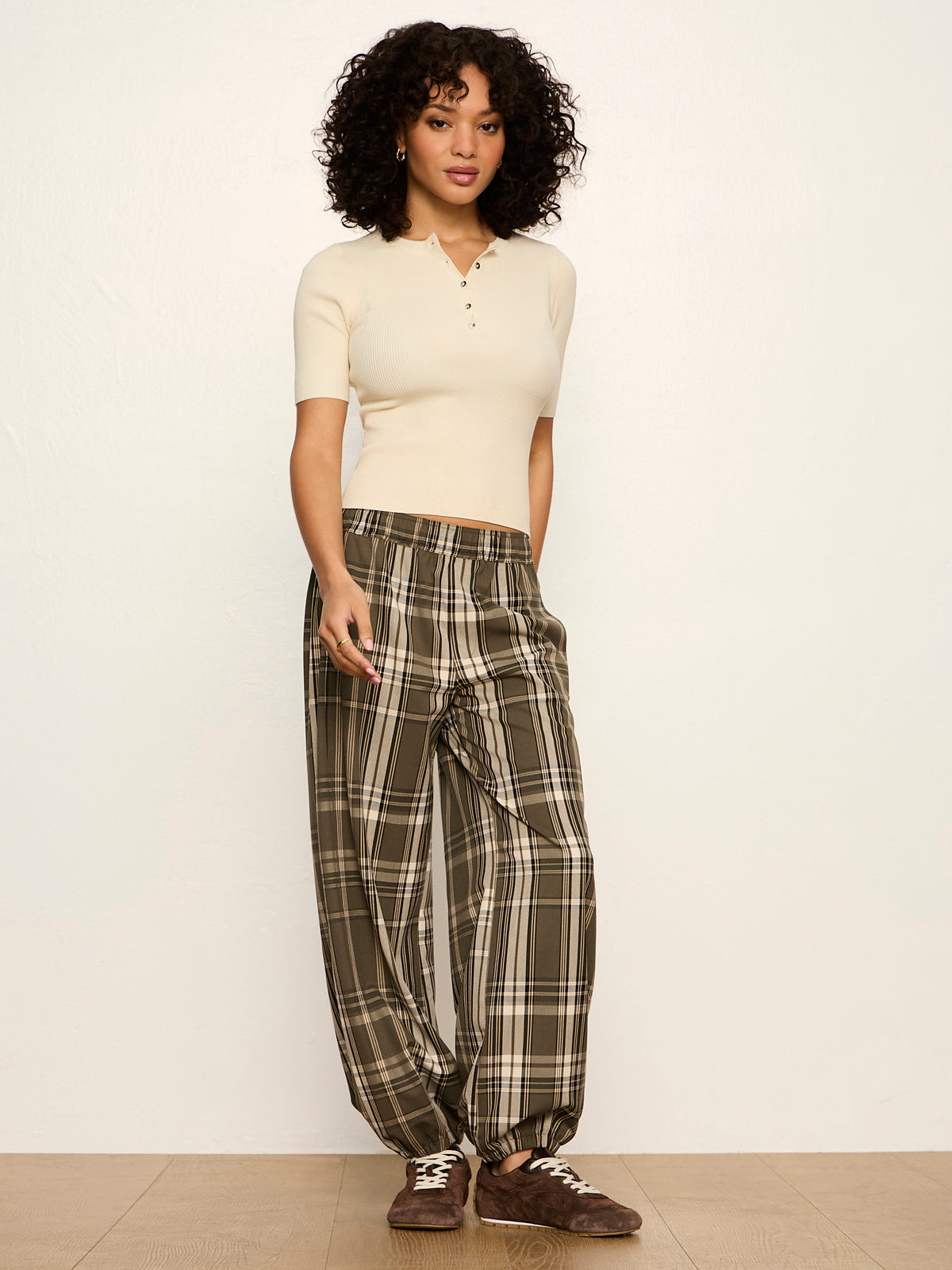 Micro Balloon Pant Linden Plaid - Sanctuary Clothing