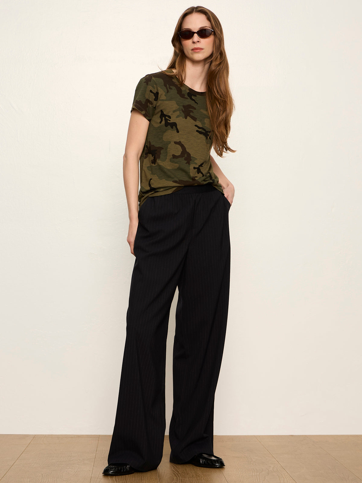 Uplift Pull On Trouser Navy Pinstripe - Sanctuary Clothing