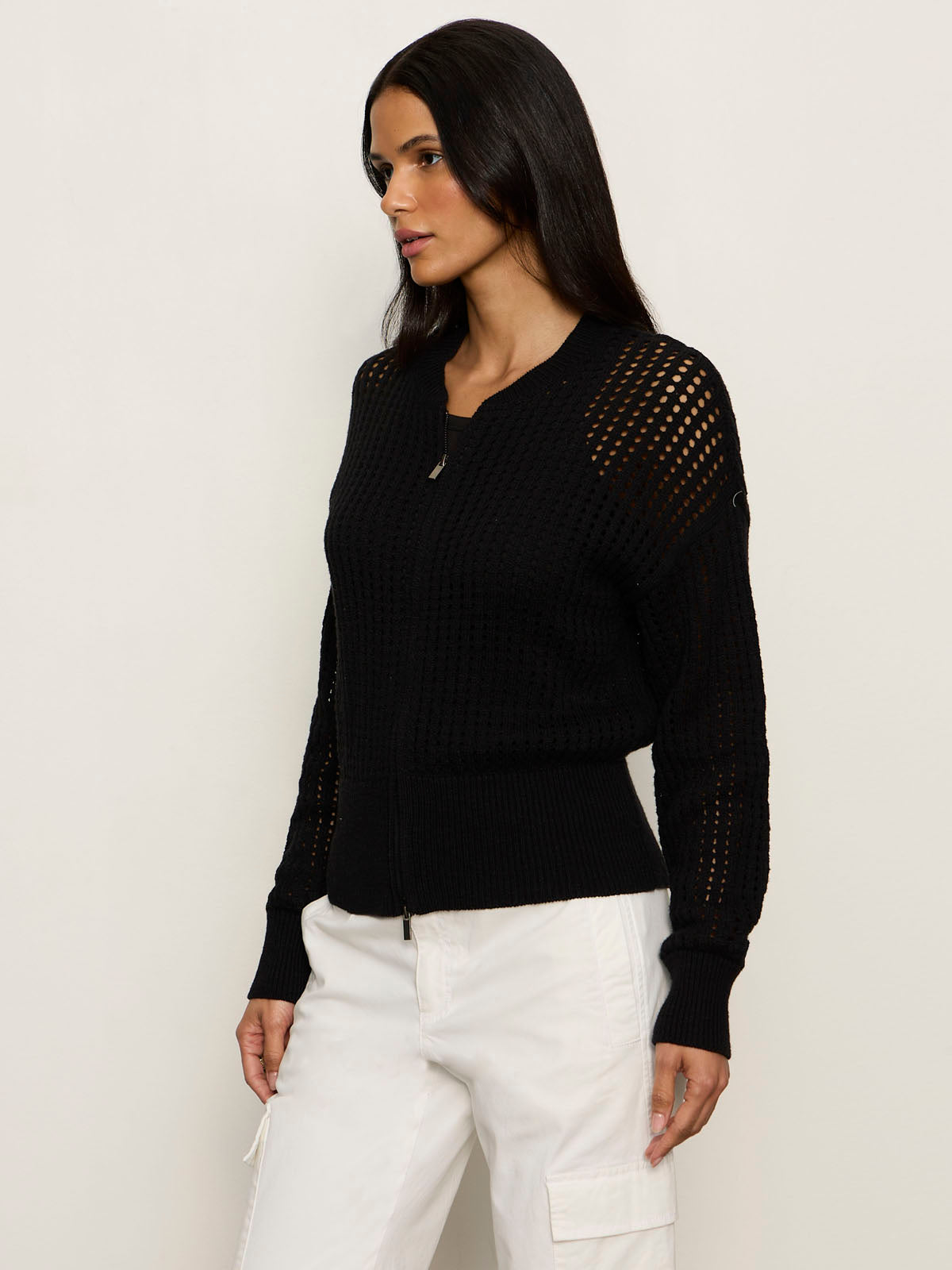 LAGUNA OPENWORK BOMBER BLACK - Sanctuary Clothing