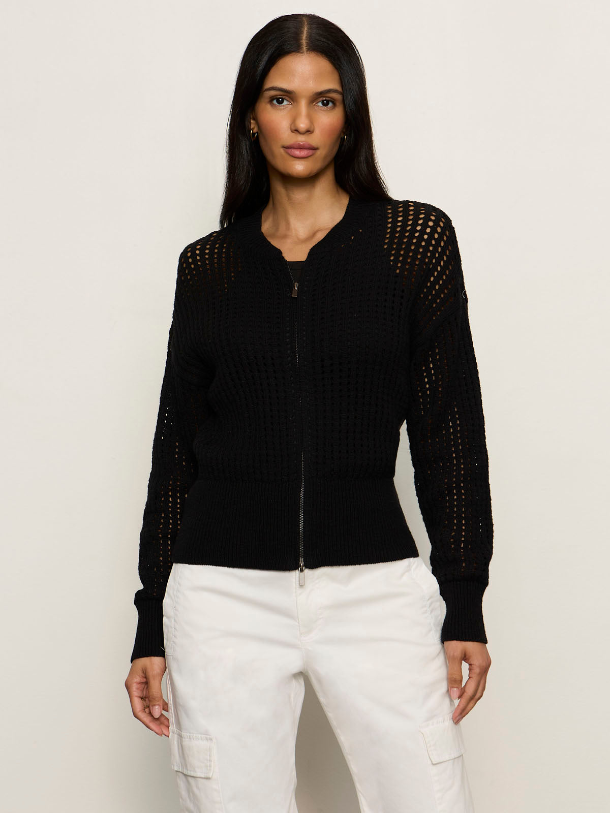 LAGUNA OPENWORK BOMBER BLACK - Sanctuary Clothing