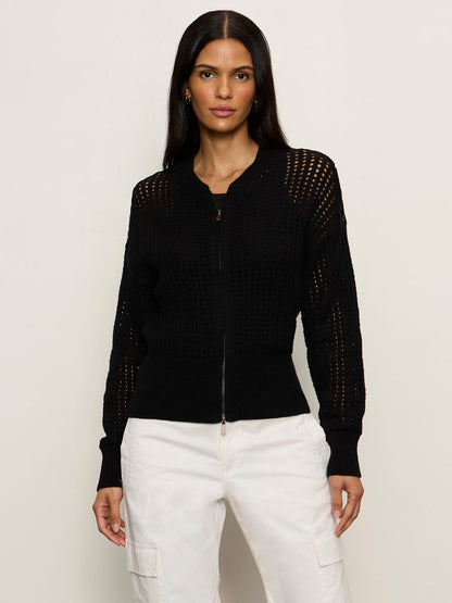 LAGUNA OPENWORK BOMBER BLACK - Sanctuary Clothing