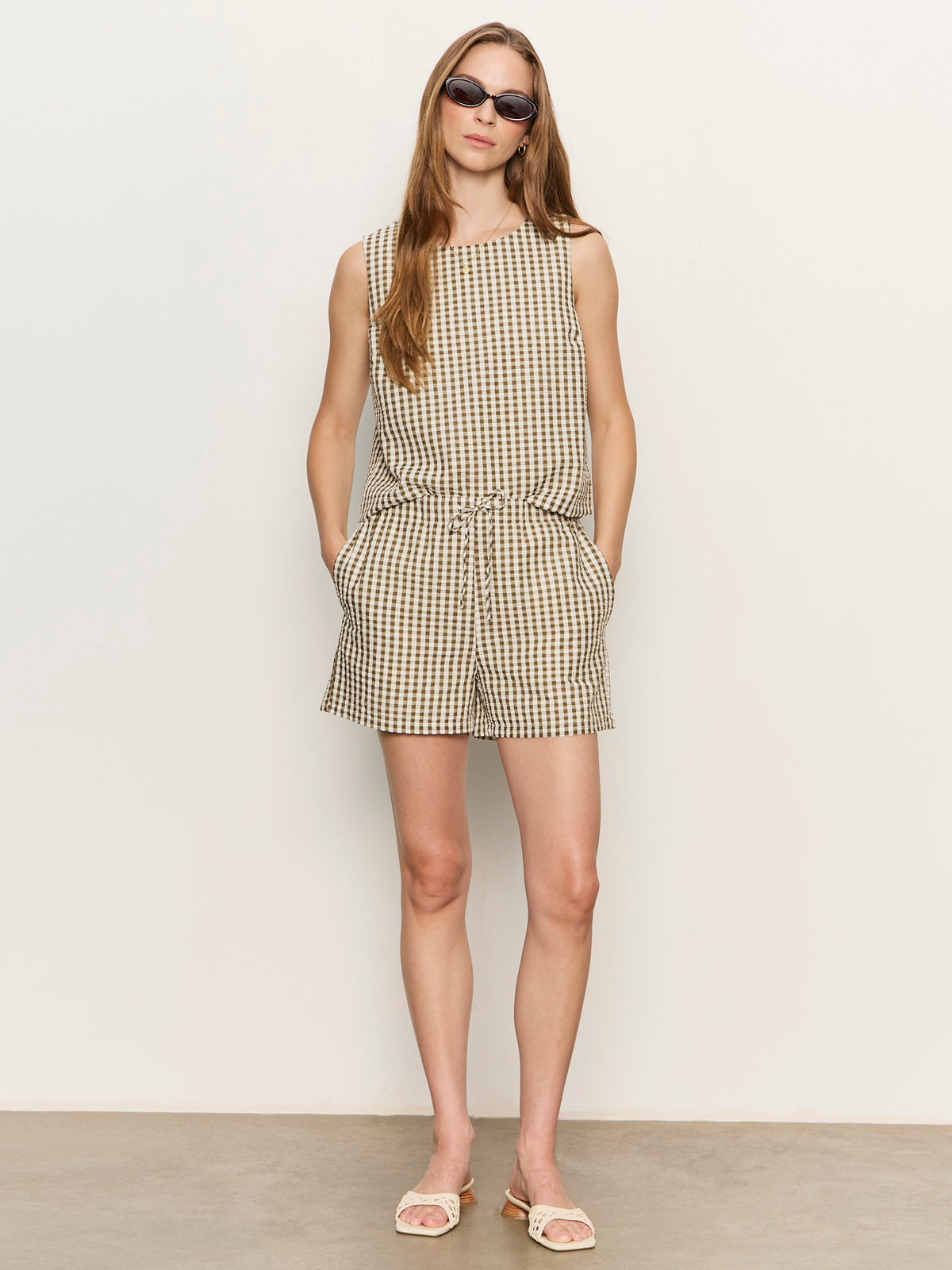 EASY GINGHAM SHORTS TIMBER/COLLAGEN GINGHAM - Sanctuary Clothing