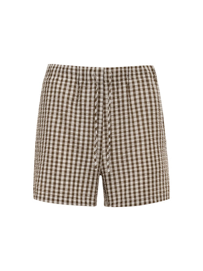 EASY GINGHAM SHORTS TIMBER/COLLAGEN GINGHAM - Sanctuary Clothing