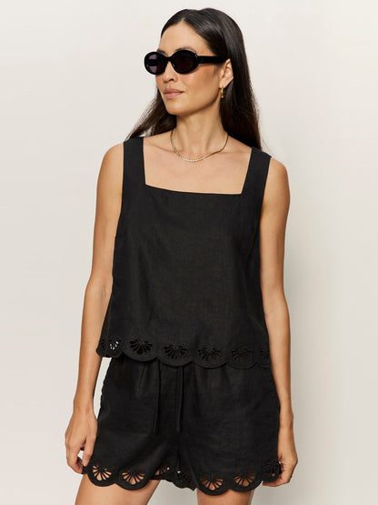 ALMOST THERE LINEN TOP BLACK - Sanctuary Clothing
