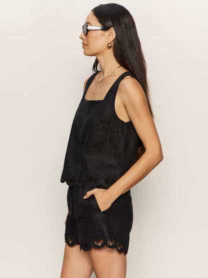 ALMOST THERE LINEN TOP BLACK - Sanctuary Clothing