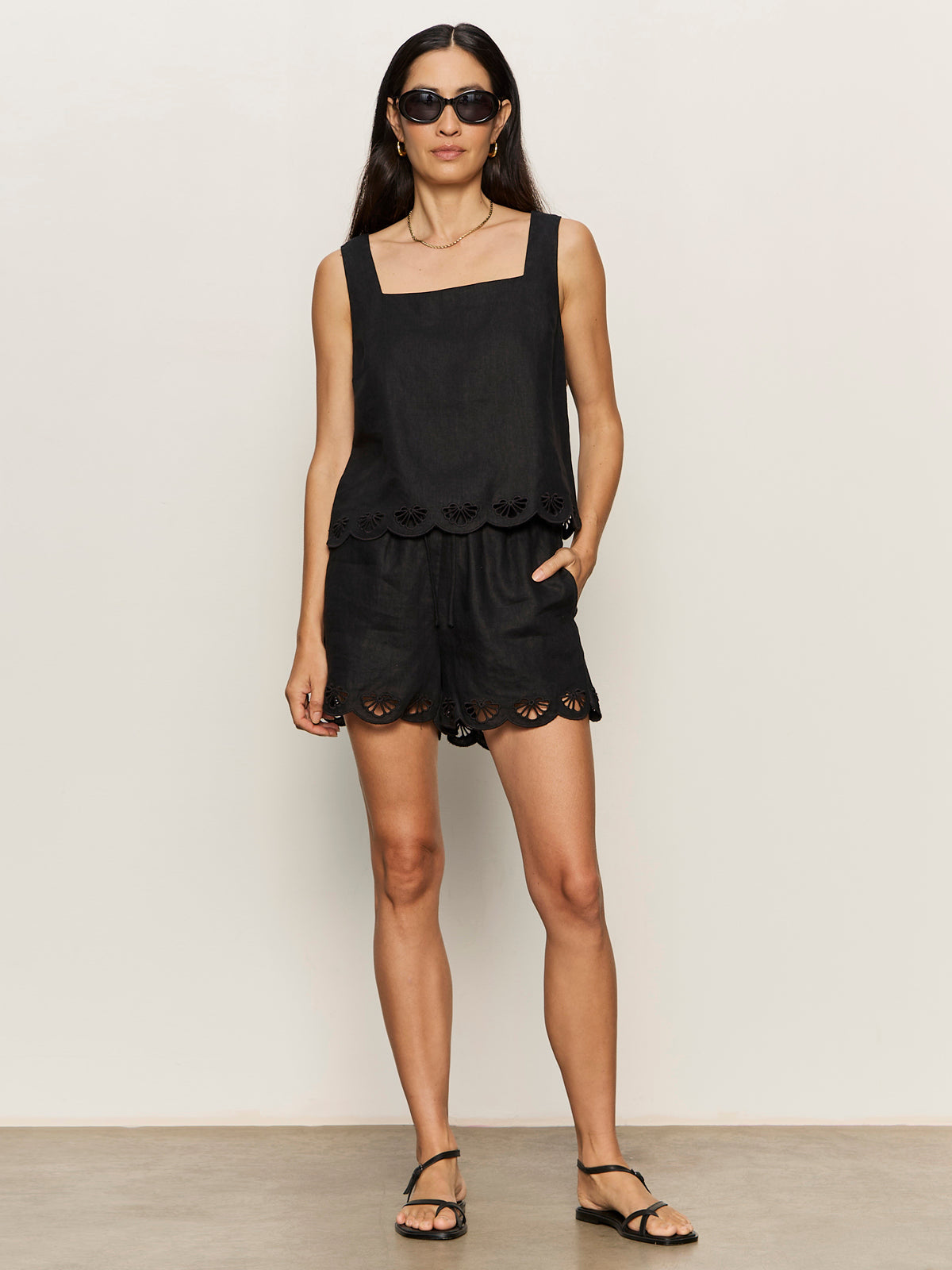 ALMOST THERE LINEN TOP BLACK - Sanctuary Clothing
