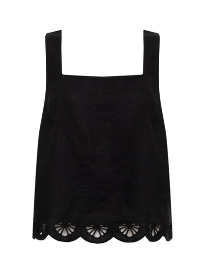 ALMOST THERE LINEN TOP BLACK - Sanctuary Clothing