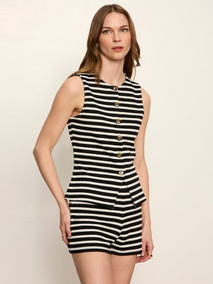 Nothing Extra Knit Vest Black/Chalk Stripe - Sanctuary Clothing