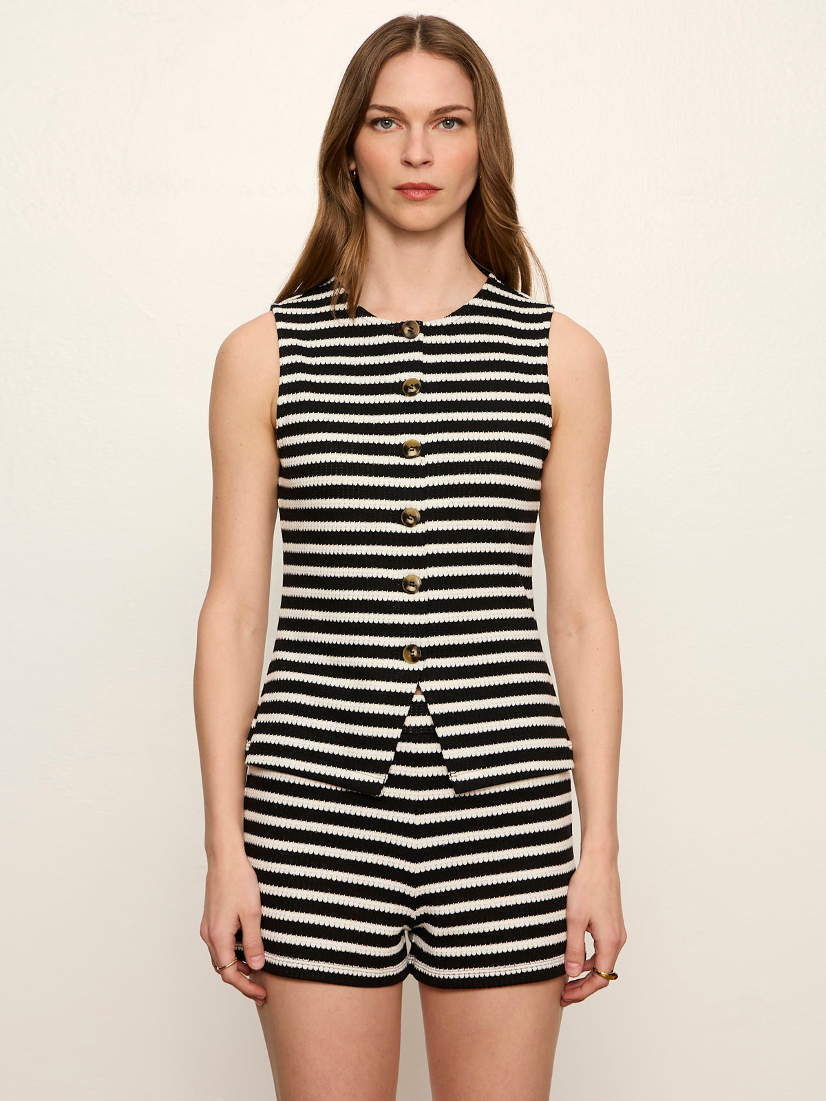 Nothing Extra Knit Vest Black/Chalk Stripe - Sanctuary Clothing