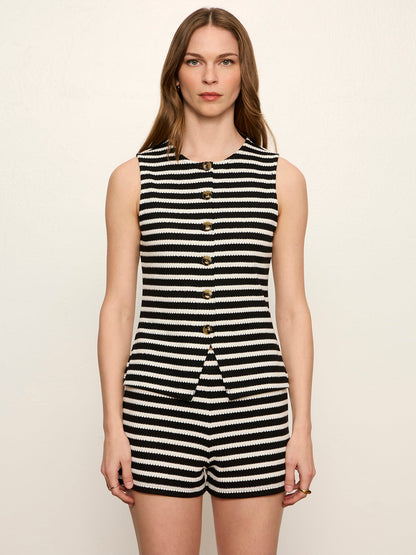 Nothing Extra Knit Vest Black/Chalk Stripe - Sanctuary Clothing