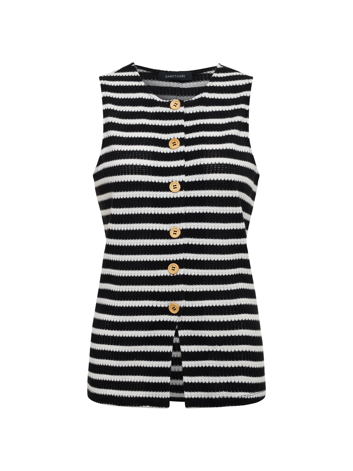 Nothing Extra Knit Vest Black/Chalk Stripe - Sanctuary Clothing