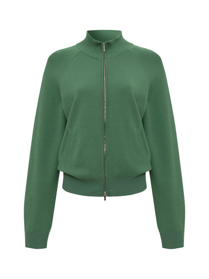 Places To Be Knit Track Jacket Green Juice/Chalk - Sanctuary Clothing