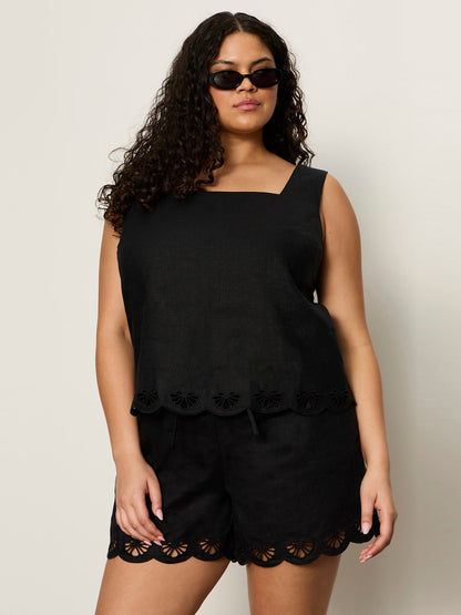 Almost There Linen Top Black Extended Sizing - Sanctuary Clothing