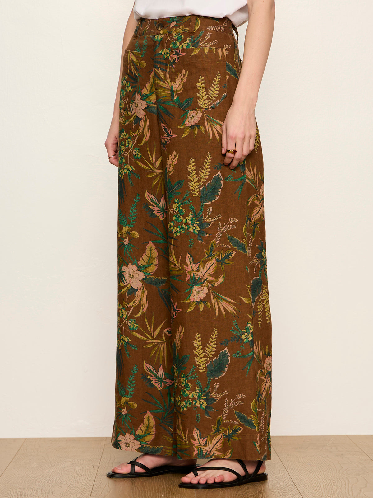The Linen Marine Wide Leg Pant Vintage Ivy - Sanctuary Clothing
