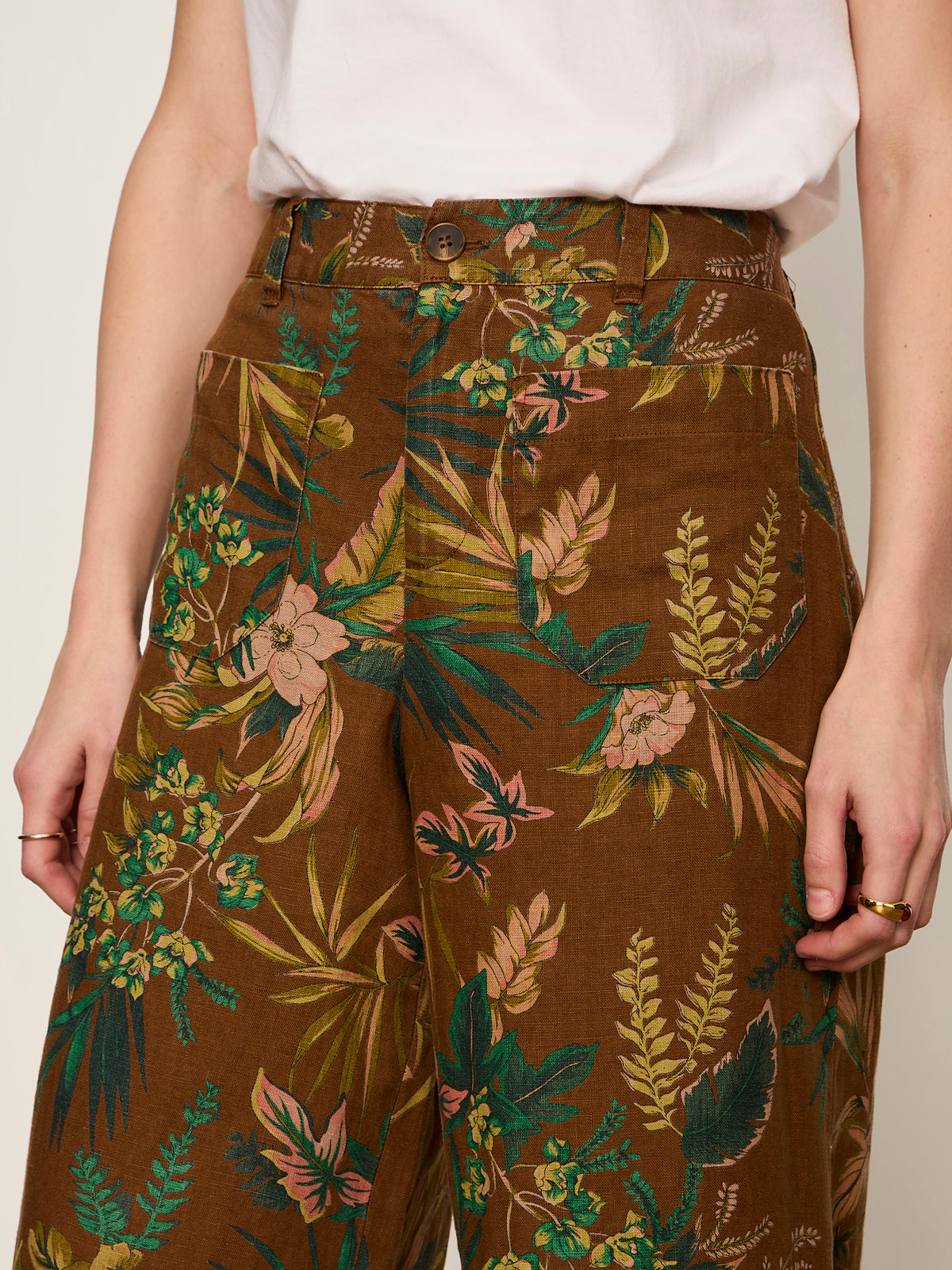 The Linen Marine Wide Leg Pant Vintage Ivy - Sanctuary Clothing