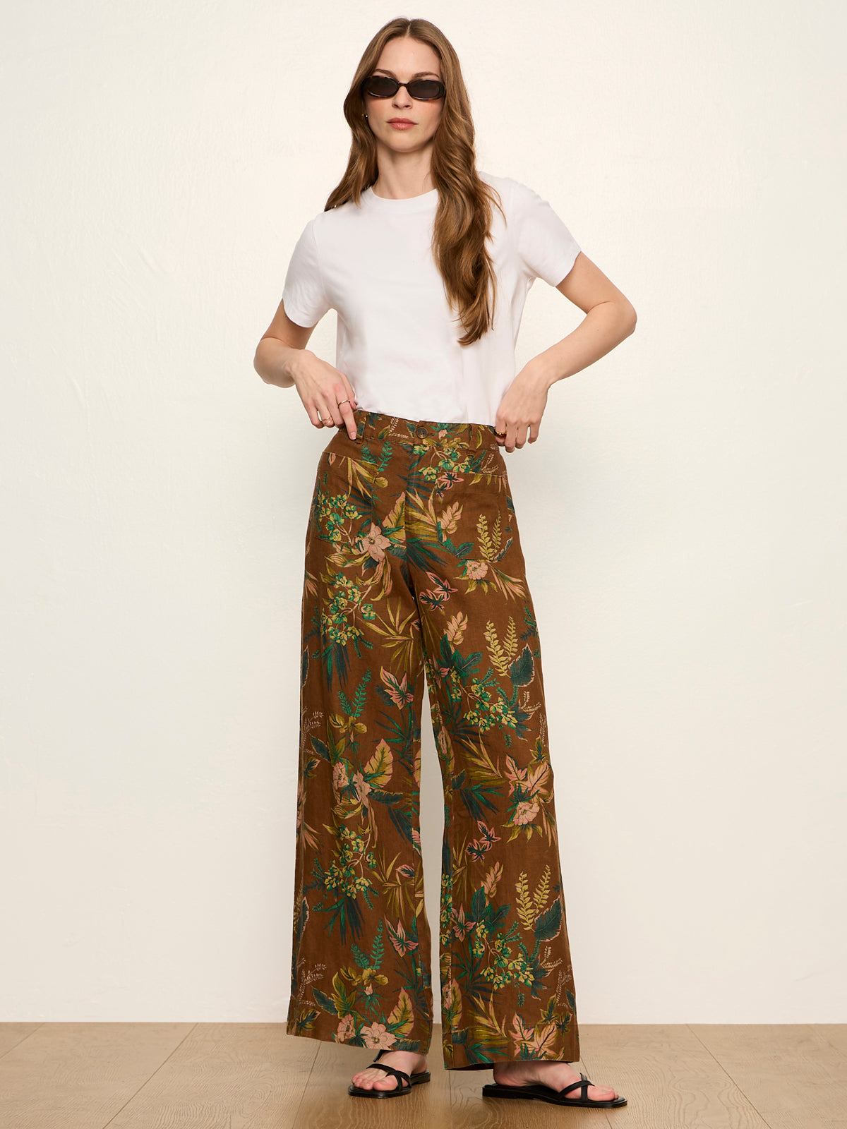 The Linen Marine Wide Leg Pant Vintage Ivy - Sanctuary Clothing