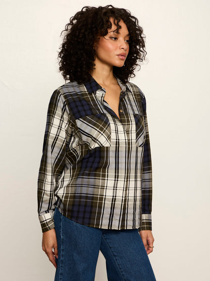 The City Plaid Shirt True Green Plaid - Sanctuary Clothing