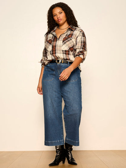 The City Plaid Shirt Haze Plaid Extended Sizing - Sanctuary Clothing