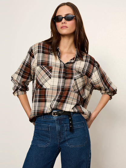 The City Plaid Shirt Haze Plaid - Sanctuary Clothing