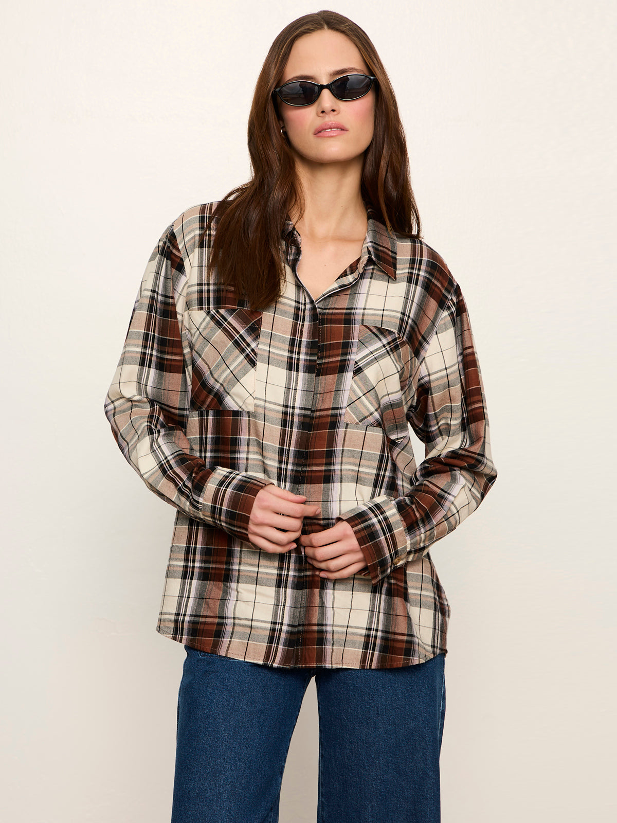 The City Plaid Shirt Haze Plaid - Sanctuary Clothing