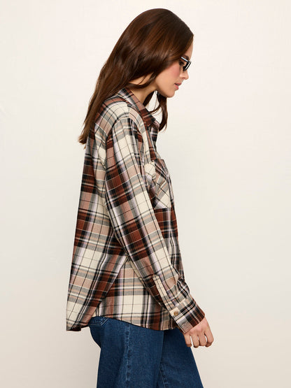 The City Plaid Shirt Haze Plaid - Sanctuary Clothing