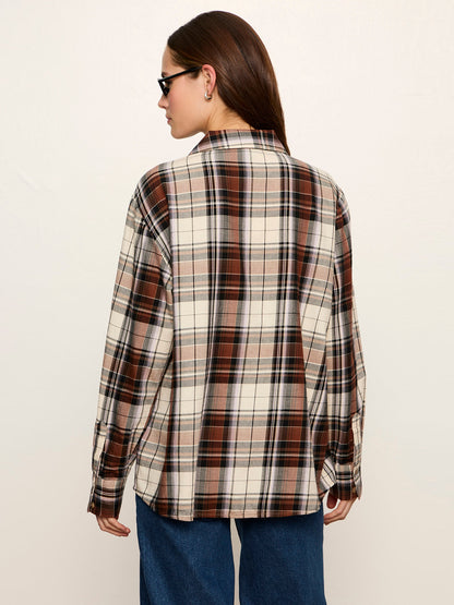 The City Plaid Shirt Haze Plaid - Sanctuary Clothing