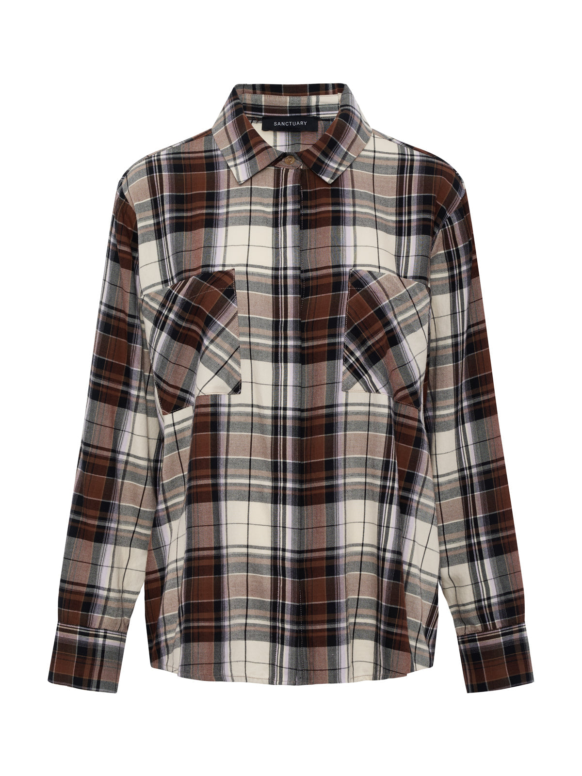 The City Plaid Shirt Haze Plaid - Sanctuary Clothing