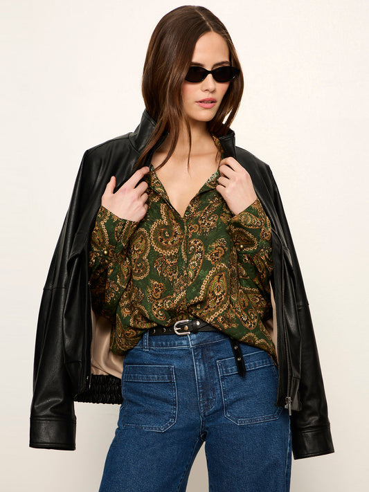 Uma High Neck Silk Shirt Decoratif - Sanctuary Clothing
