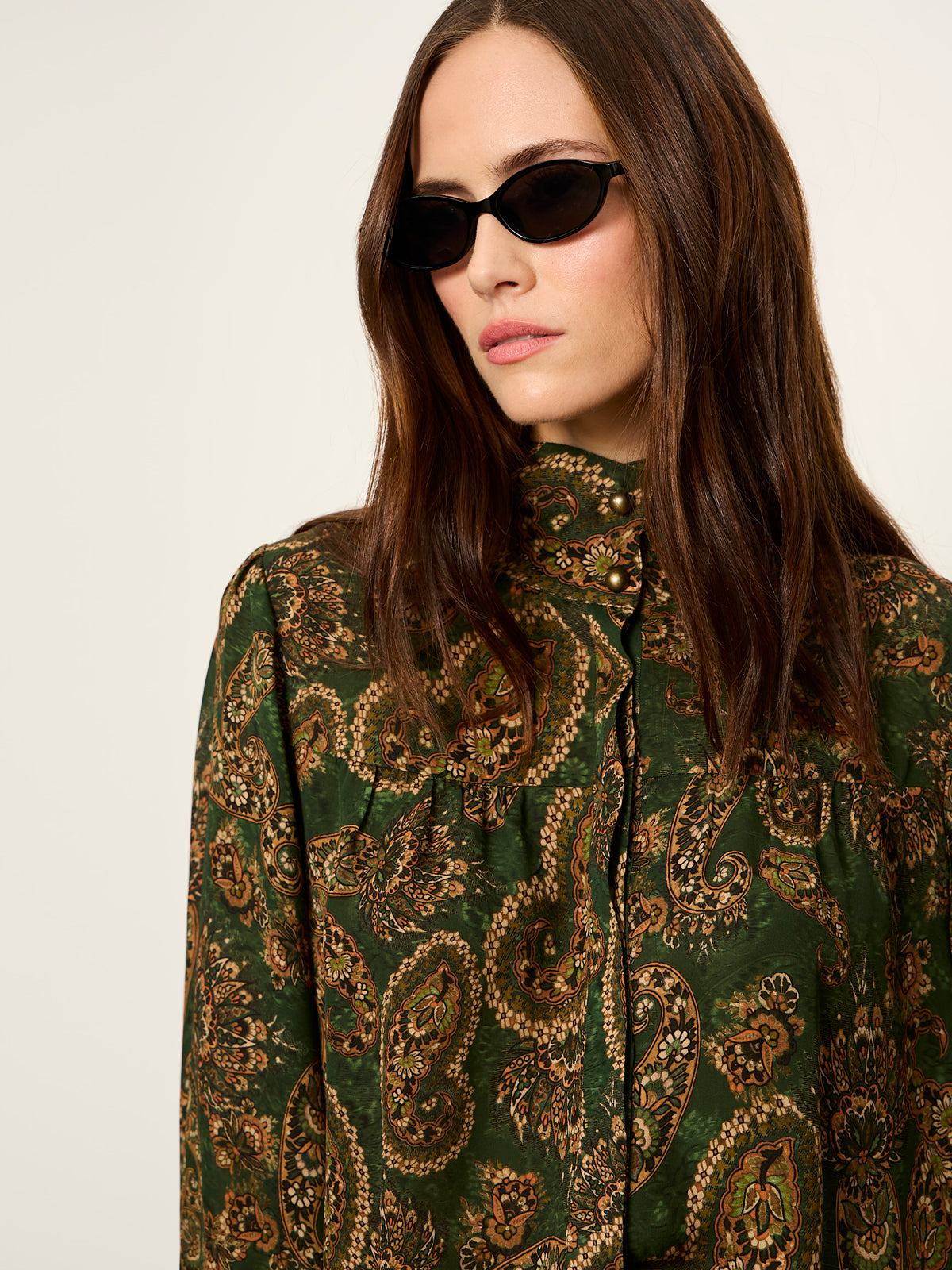 Uma High Neck Silk Shirt Decoratif - Sanctuary Clothing