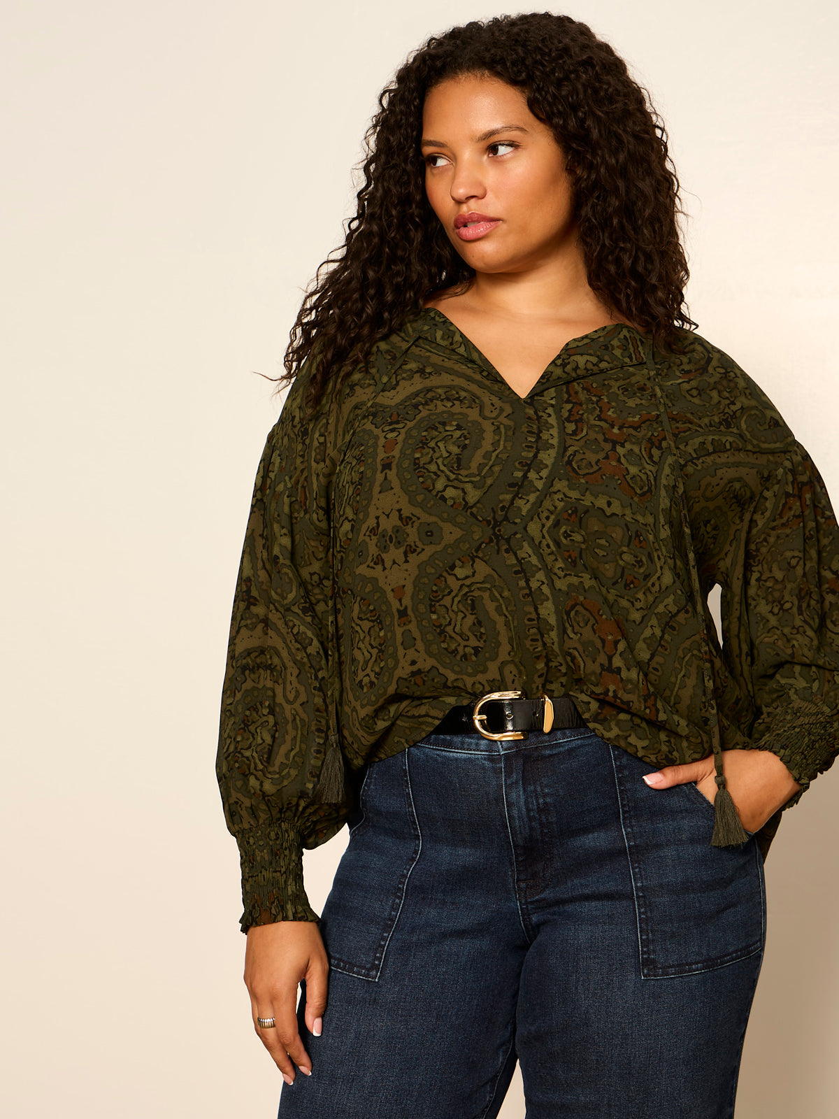 THE MOMENT VOLUME BLOUSE MIDNIGHT MOSS - Sanctuary Clothing