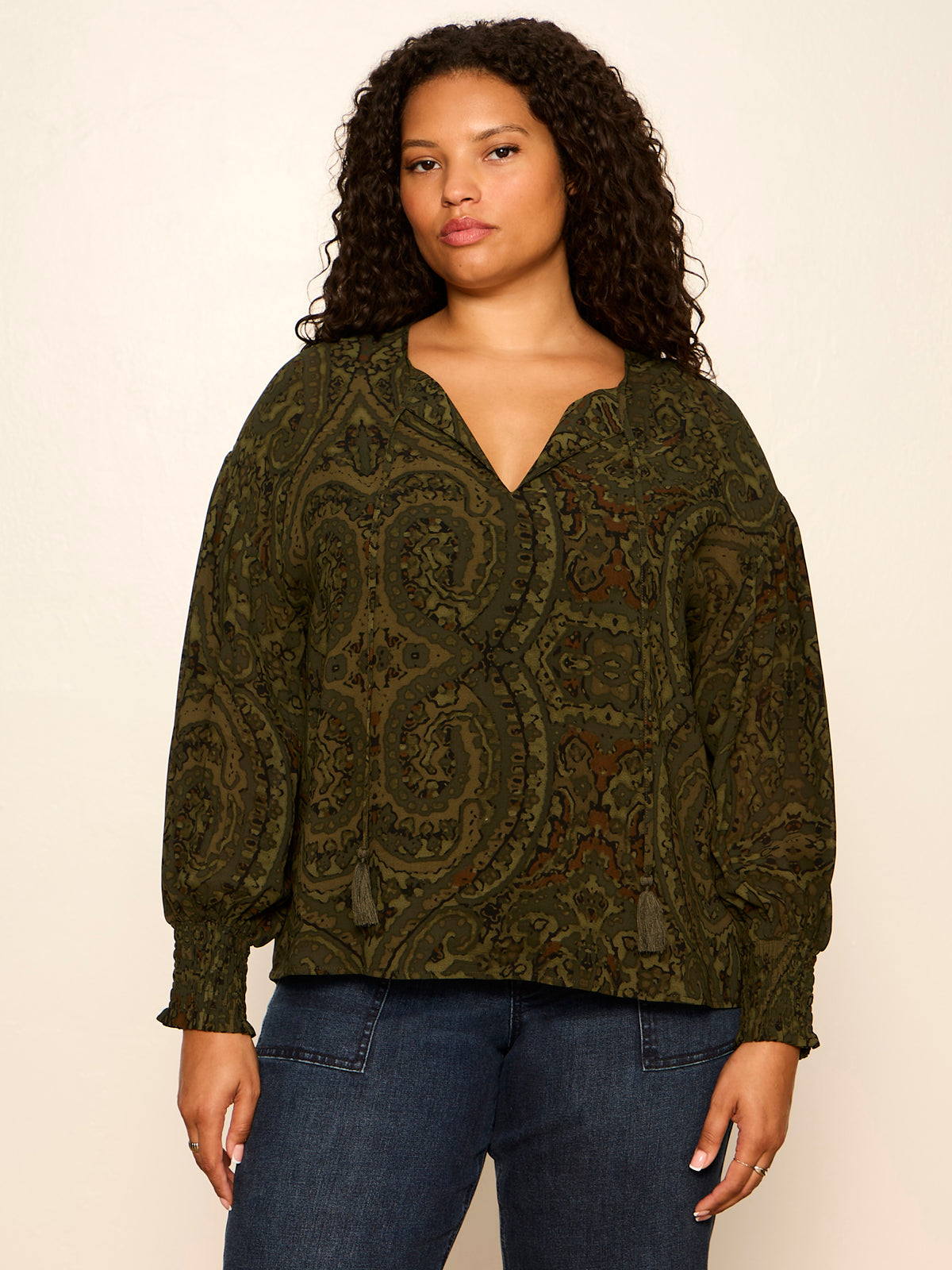 THE MOMENT VOLUME BLOUSE MIDNIGHT MOSS - Sanctuary Clothing
