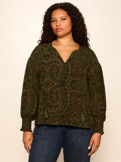 THE MOMENT VOLUME BLOUSE MIDNIGHT MOSS - Sanctuary Clothing