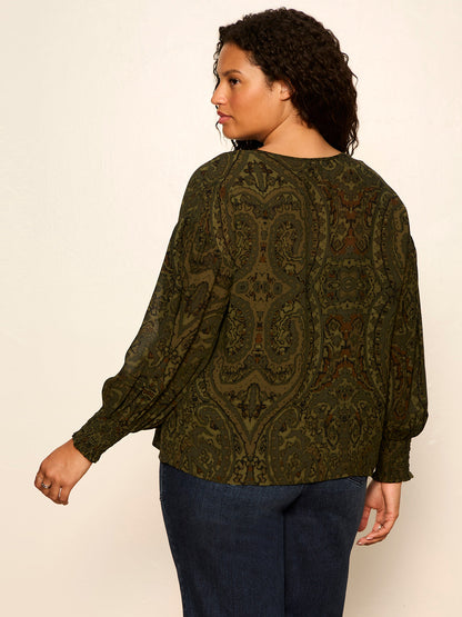 THE MOMENT VOLUME BLOUSE MIDNIGHT MOSS - Sanctuary Clothing
