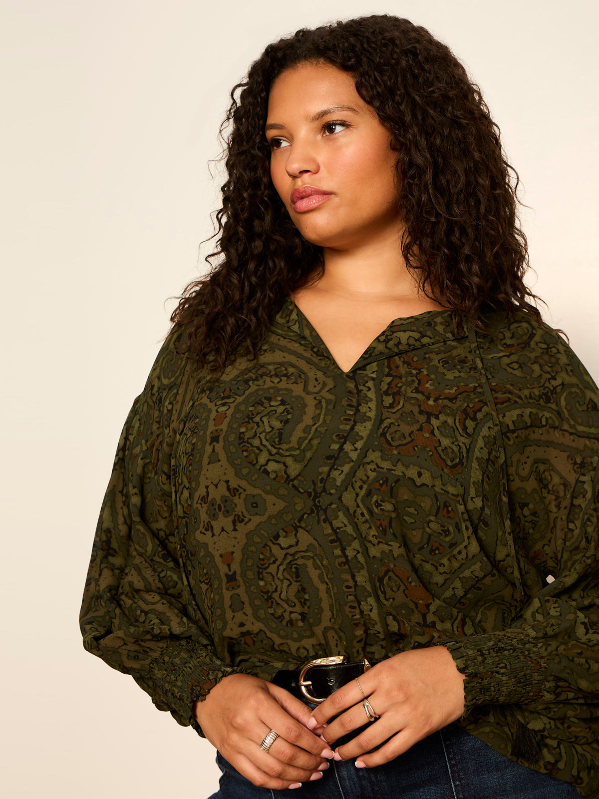 THE MOMENT VOLUME BLOUSE MIDNIGHT MOSS - Sanctuary Clothing