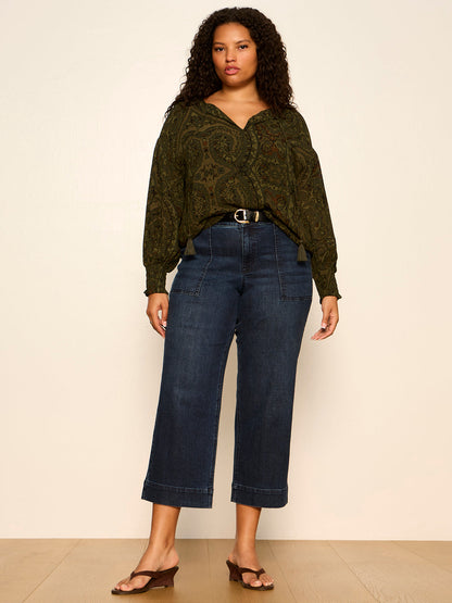 THE MOMENT VOLUME BLOUSE MIDNIGHT MOSS - Sanctuary Clothing