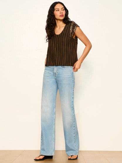 OUTSIDER EMBELLISHED SHELL TOP DARK CUMIN/BLACK STRIPE - Sanctuary Clothing