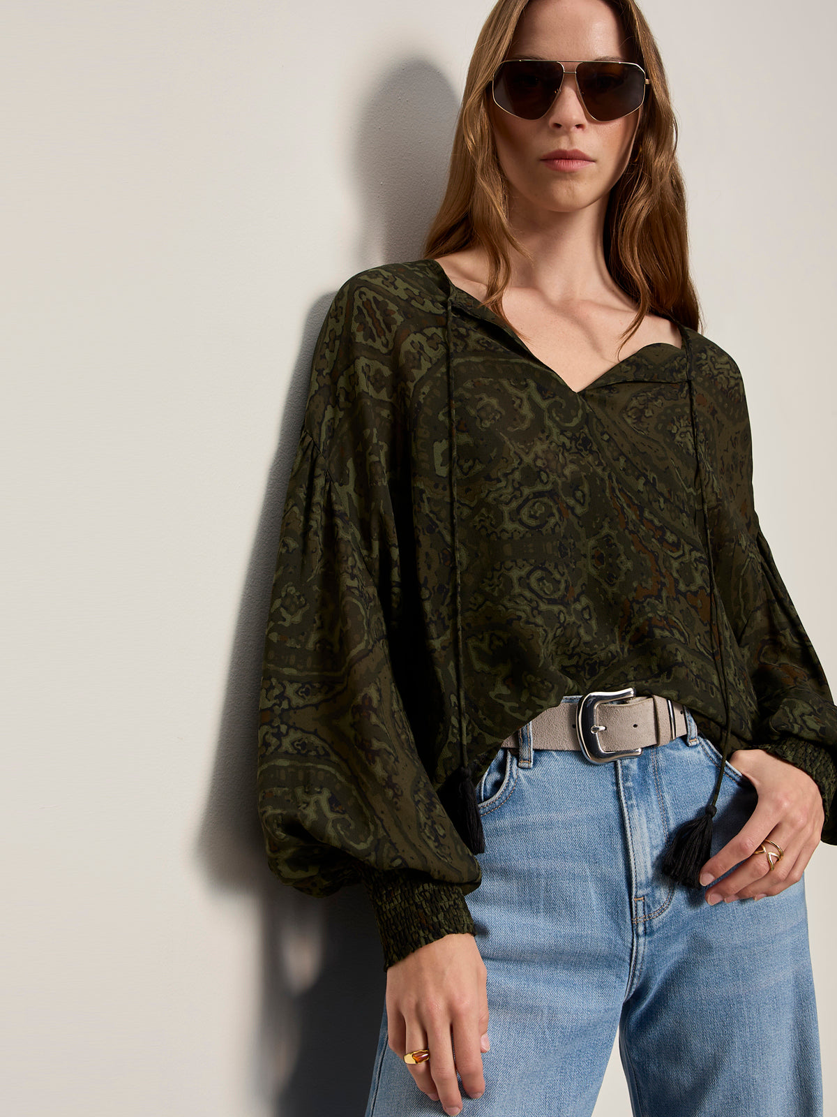 THE MOMENT VOLUME BLOUSE MIDNIGHT MOSS - Sanctuary Clothing