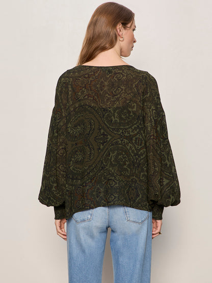 THE MOMENT VOLUME BLOUSE MIDNIGHT MOSS - Sanctuary Clothing
