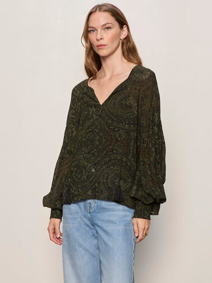 THE MOMENT VOLUME BLOUSE MIDNIGHT MOSS - Sanctuary Clothing