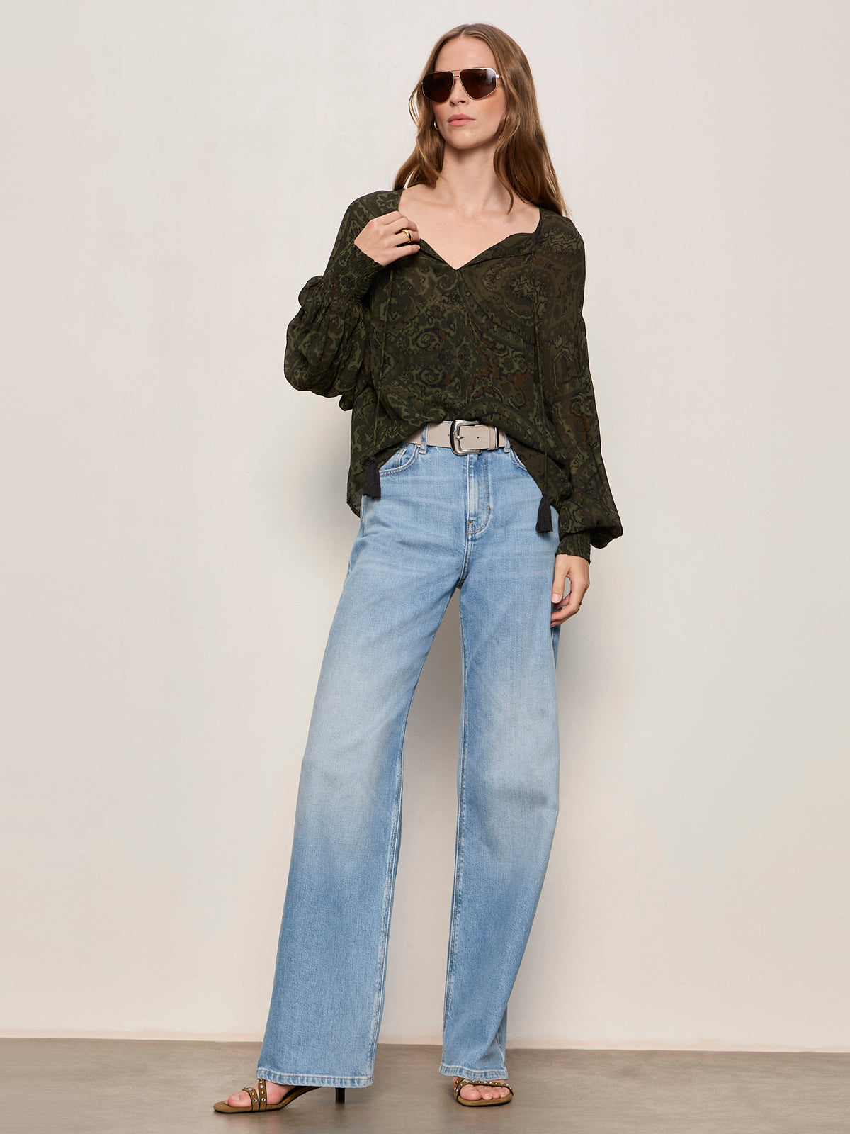 THE MOMENT VOLUME BLOUSE MIDNIGHT MOSS - Sanctuary Clothing